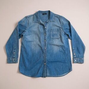 NWOT Blue denim button down shirt